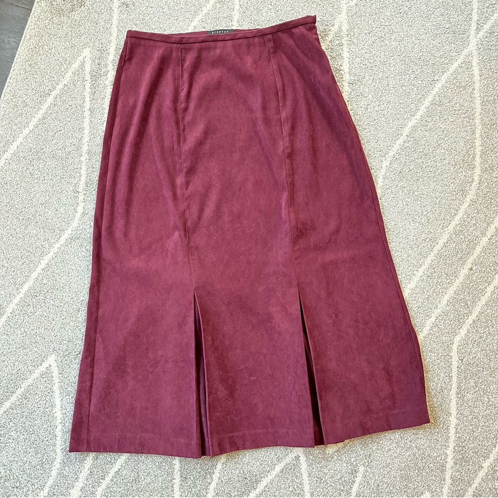 Norton McNaughton Maroon Pleat Midi Skirt